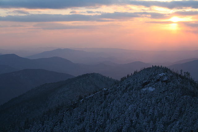 Snow-covered mountains in the Great Smoky Mountains in Tennessee